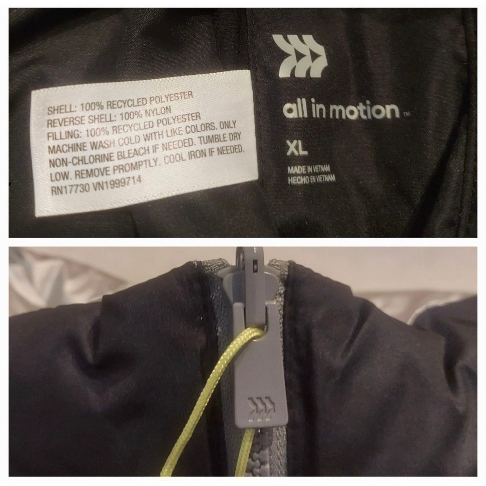 All In Motion Womens Black Silver Reversible Snow Sport Short Puffer Vest XL NWT - Picture 6 of 10